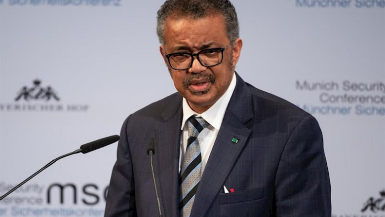 FILED - 15 February 2020, Bavaria, Munich: Tedros Adhanom Ghebreyesus, Director-General of the World Health Organization, speaks at the 56th Munich Security Conference on Coronavirus. | Sven Hoppe/dpa ep filed - 15 february 2020 bavaria munich tedros adhanom ghebreyesus director-general of the world