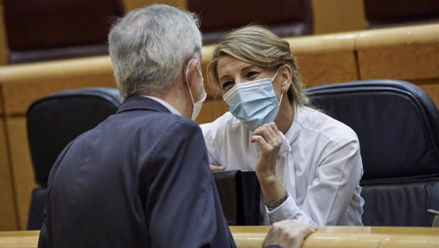 ep la ministra de trabajo yolanda diaz durante una sesion de control al gobierno en el senado en