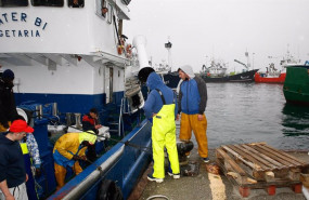ep varios pescadores trabajan en la campana de pesca