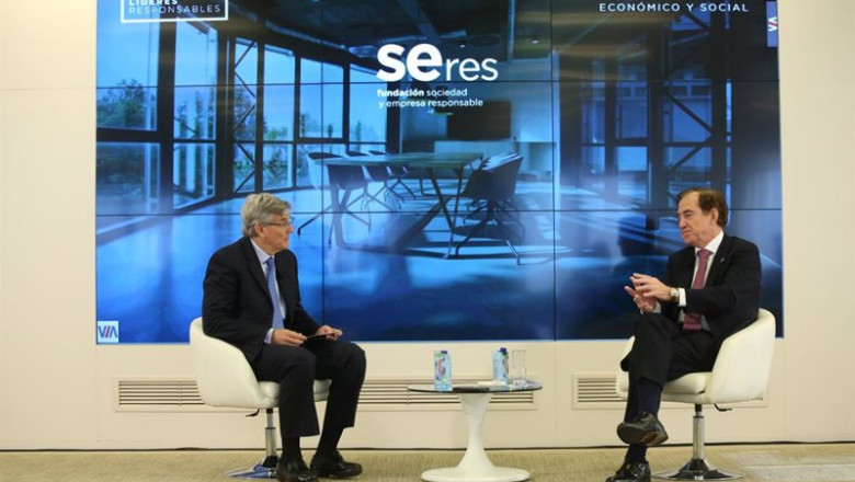 El presidente de la Fundación SERES, Fernando Ruiz, y el presidente de Mapfre, Antonio Huertas, en un nuevo encuentro de LíderesResponsables de Fundación SERES | FUNDACIÓN SERES ep el presidente de la fundacion seres fernando ruiz y el presidente de mapfre antonio huertas en un