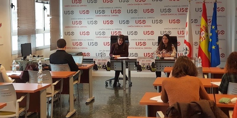 Presentación del estudio 'Análisis de la brecha salarial de género por sectores productivos', elaborado por las secretarías de Formación Sindical e Igualdad y de Comunicación y Estudios Sindicales de la Unión Sindical Obrera (USO) | USO ep presentacion del estudio analisis de la brecha salarial de genero por sectores productivos