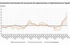 ep variacion interanual del precio de las importaciones y de las exportaciones