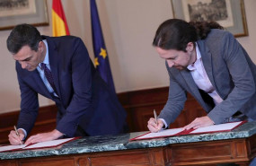 ep el presidente del gobierno en funciones pedro sanchez y el lider de podemos pablo iglesias en el