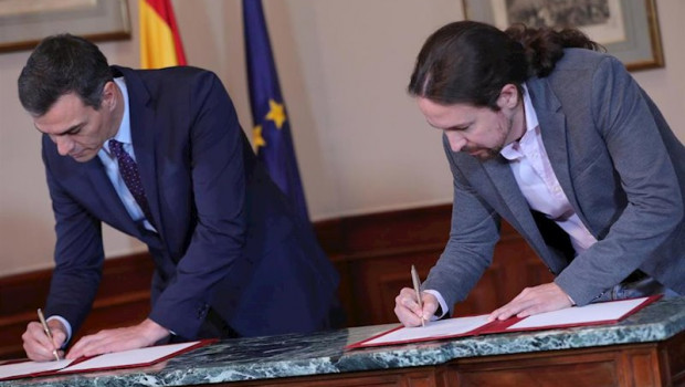 ep el presidente del gobierno en funciones pedro sanchez y el lider de podemos pablo iglesias en el