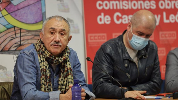 ep el secretario general de ugt pepe alvarez i y el secretario general del sindicato ccoo unai sordo