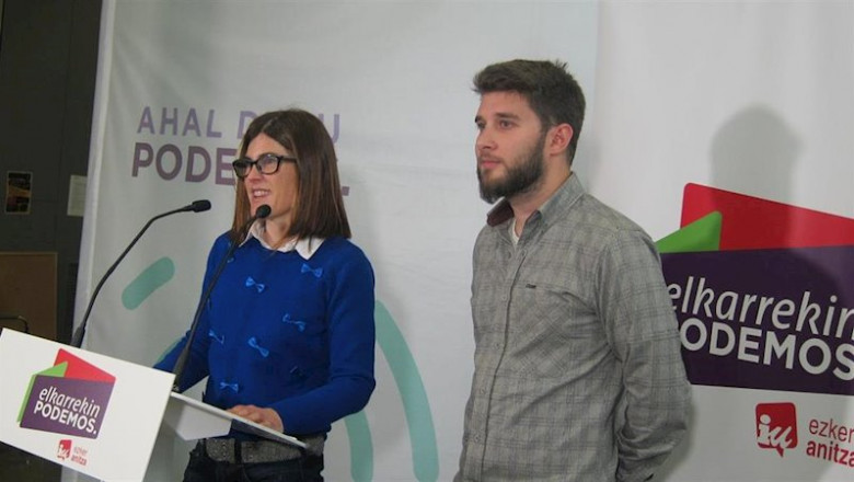 ep la candidata a lehendakari de elkarrekin podemos miren gorrotxategi junto a david soto