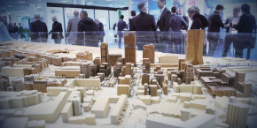 detail d une maquette d architecte d un quartier de marseille exposee au mipim le marche international des professionnels de l immobilier a cannes