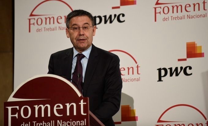 ep el presidente del fc barcelona josep maria bartomeu en un discurso en foment del treball