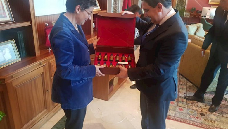 La ministra de Asuntos Exteriores, Unión Europea y Cooperación, Arancha González Laya y el ministro de Exteriores marroquí, Nasser Bourita, durante su reunión en la visita de la ministra a Marruecos, en Rabat (Marruecos), a 24 de enero de 2020. | Ministerio de Asuntos Exteriores - Archivo ep la ministra de asuntos exteriores union europea y cooperacion arancha gonzalez laya y el ministro 20200331135203
