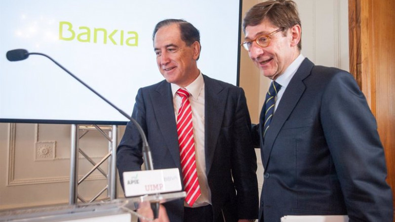 Archivo - El presidente de Mapfre, Antonio Huertas, y el presidente de Bankia, José Ignacio Goirigolzarri. | APIE - Archivo ep archivo el presidente de mapfre antonio huertas y el presidente de bankia jose ignacio