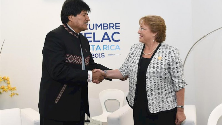ep el expresidente de bolivia evo morales y la alta comisionada de naciones unidas para los ddhh la