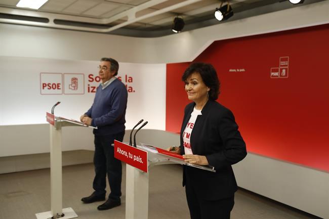 Rueda de prensa de Toni Ferrer y Carmen Calvo en la sede del PSOE | EUROPA PRESS ep ruedaprensatoni ferrercarmen calvola sedepsoe