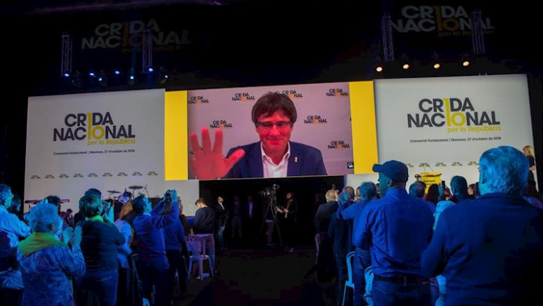 ep carles puigdemont interviene en el primer acto de crida nacional per la repuiblica en manresa