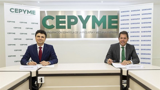 ep el director de negocios de empresa para samsung espana david alonso y el presidente de cepyme