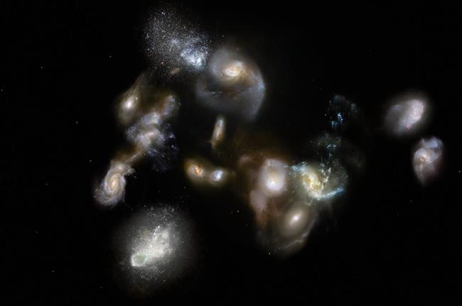 Ilustración de una megafusión de galaxias antiguas | ESO/M. KORNMESSER ep ilustracionuna megafusiongalaxias antiguas