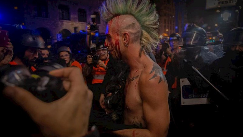 ep disturbios tras la manifestacion en barcelona en rechazo a la sentencia del 1-o y para pedir la
