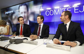 ep el secretario general del pp teodoro garcia egea el presidente del partido popular pablo casado y