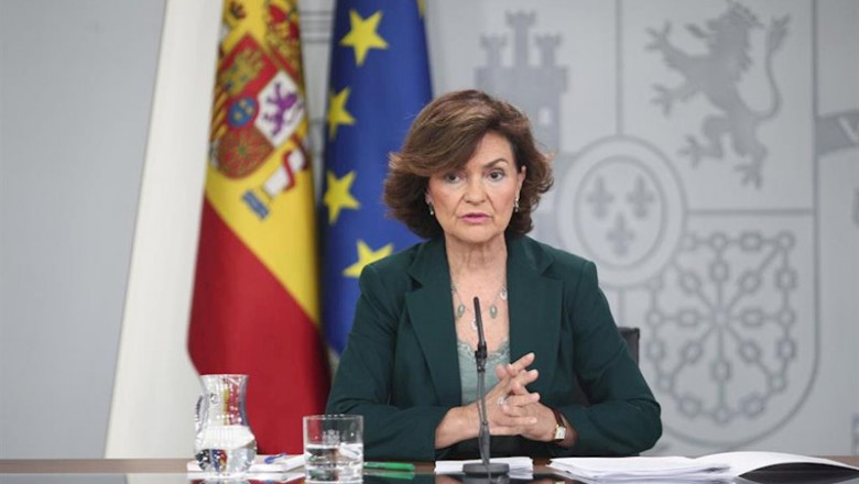 ep la vicepresidenta del gobierno carmen calvo comparece ante los medios de comunicacion tras la