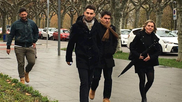 ep llegada de los exjugadores de la arandina cf a la sesion en la que se ha dado a conocer su