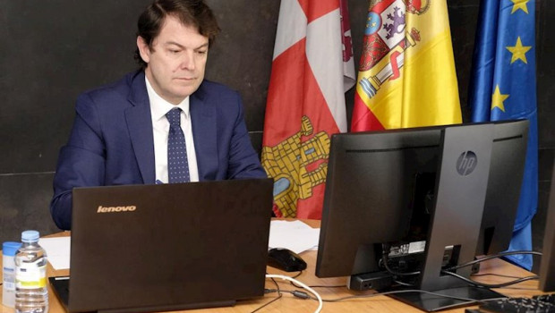 ep el presidente de la junta de castilla y leon alfonso fernandez manueco en videoconferencia con el