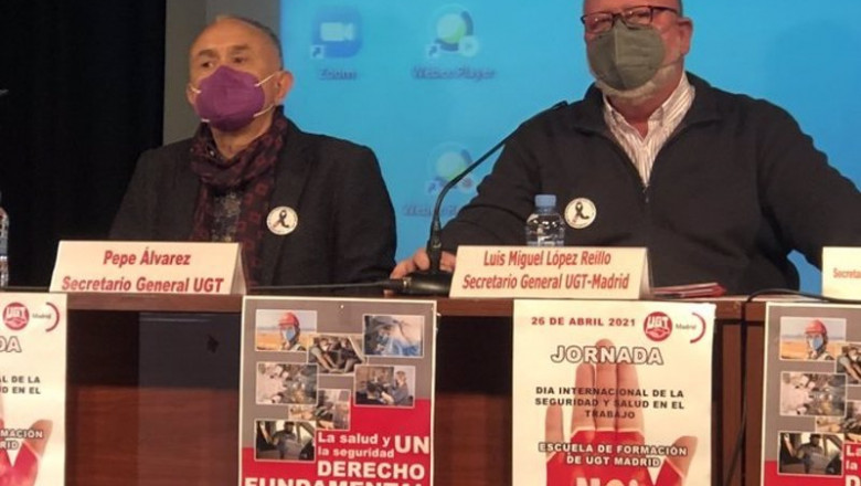 ep el secretario general de ugt pepe alvarez y su homologo en madrid luis miguel lopez reillo