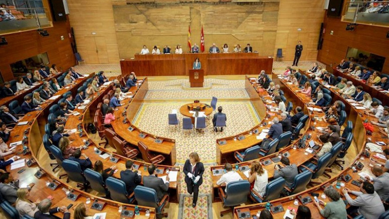 ep imagen de recurso del hemiciclo de la asamblea de madrid durante el pleno de investidura