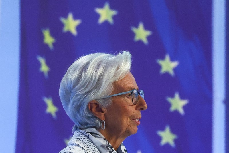 christine lagarde presidente de la bce lors d une conference de presse a l issue d une reunion de politique monetaire a francfort