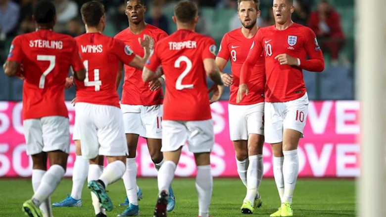 ep 14 october 2019 bulgaria sofia englands ross barkley r celebrates scoring his sides second goal