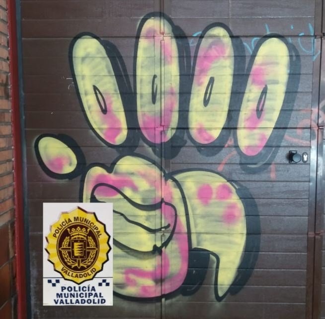 Grafitti realizado por el joven sancionado en Valladolid. | POLICÍA MUNICIPAL DE VALLADOLID ep grafitti realizado por el joven sancionado en valladolid