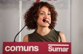 ep la portavoz de en comu podem en el congreso aina vidal interviene durante un mitin de los comuns
