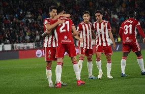 ep los jugadores de la ud almeria celebran un gol