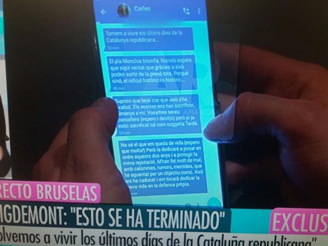 Pantallazo de los mensajes de Puigdemont a Comín | TELECINCO ep pantallazolos mensajespuigdemontcomin