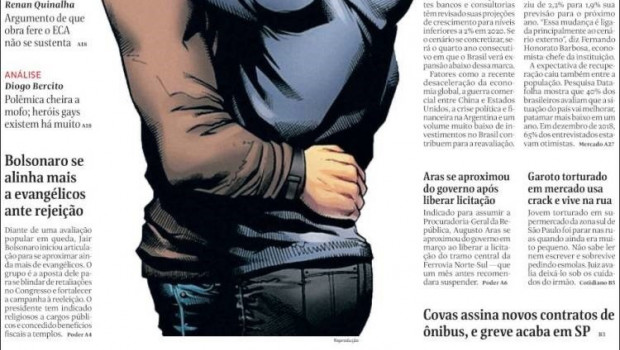 ep portada de folha de sao paulo sobre la bienal del libro con dos hombres besandose sacada de la