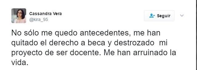 Tweet de Cassandra sobre su condena a prisión | TWITTER ep tweetcassandrasu condenaprision