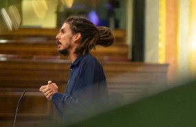 ep el diputado de unidas podemos alberto rodriguez interviene ante el pleno del congreso desde la