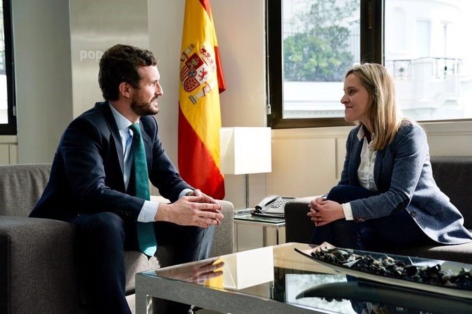 ep el lider del pp pablo casado se reune en la sede del partido en madrid con la nueva presidenta