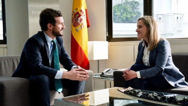 ep el lider del pp pablo casado se reune en la sede del partido en madrid con la nueva presidenta
