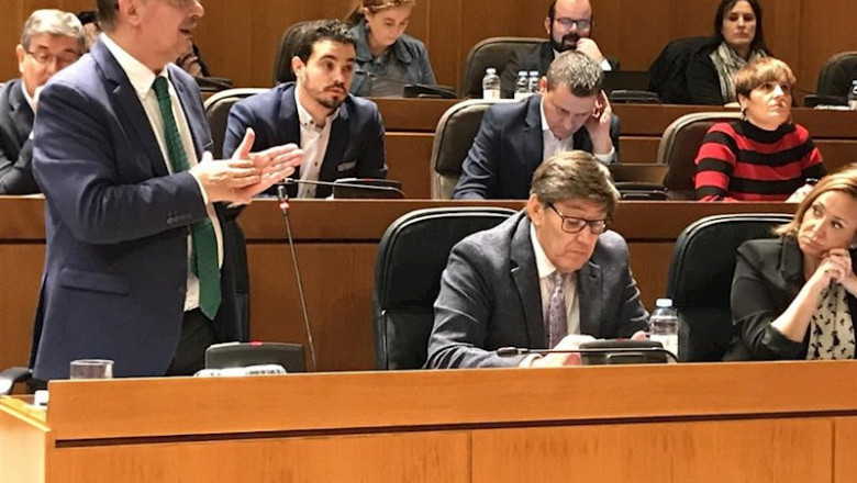 El presidente del Gobierno de Aragón y secretario general del PSOE aragonés, Javier Lambán, en sesión plenaria de las Cortes | EUROPA PRESS ep el presidente del gobierno de aragon y secretario general del psoe aragones javier lamban en