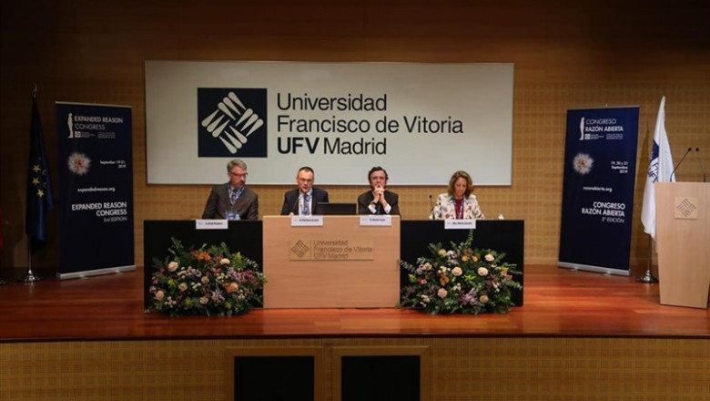 Inauguración del III Congreso Razón Abierta. De izquierda a derecha, Brad Gregory, Pierluca Azzaro, Daniel Sada y María Lacalle | UFV ep inauguracion del iii congreso razon abierta de izquierda a derecha brad gregory pierluca azzaro