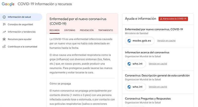 ep web de google sobre el covid-19 ep web de google sobre el covid-19