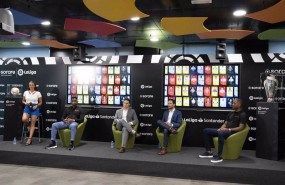 ep acto de presentacion del acuerdo entre laliga y sorare con samuel etoo nicolas julia oscar mayo y