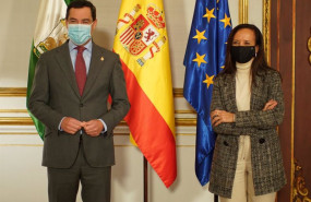 ep el presidente de la junta de andalucia juanma moreno y la presidenta de red electrica de espana