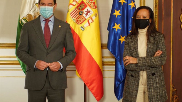 ep el presidente de la junta de andalucia juanma moreno y la presidenta de red electrica de espana