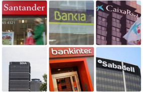 ep montaje de los logos de los seis bancos cotizados en espana