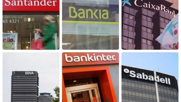 ep montaje de los logos de los seis bancos cotizados en espana