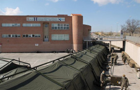 ep coronavirus- 38 efectivos del ejercito de tierra levantan el hospital de campana en segovia en