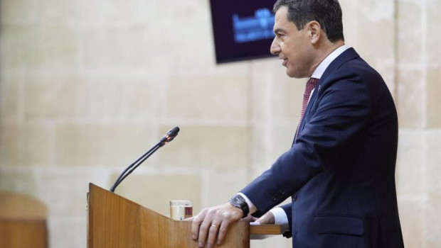 ep el presidente de la junta de andalucia juanma moreno durante su intervencion en el debate sobre