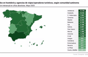 ep mapa con cifras de empleo turistico por comunidades autonomas