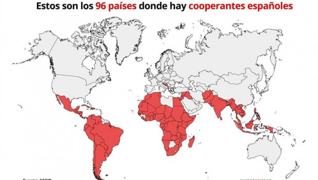 ep mapa de los paises en los que estan destinados los cooperantes espanoles en 2019