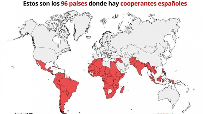 Mapa de los países en los que están destinados los cooperantes españoles en 2019 | AECID ep mapa de los paises en los que estan destinados los cooperantes espanoles en 2019